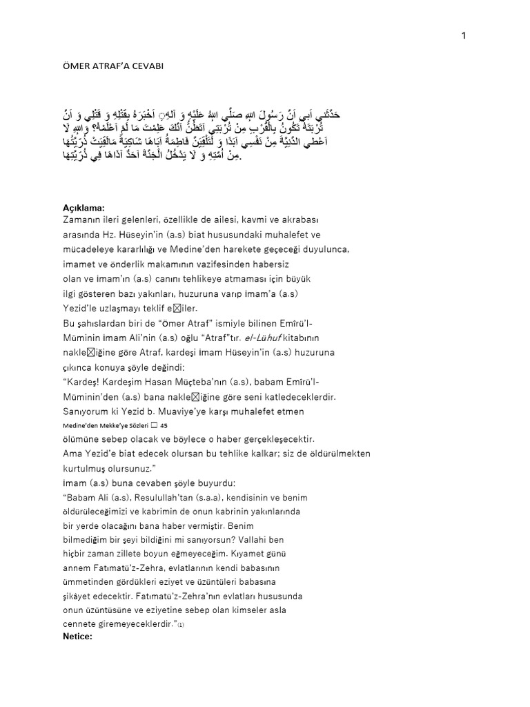 Ömer Atraf - Ümmü Seleme Ve Muhammed Hanefi̇ye'ye İmam Hüseyi̇ni̇n ...