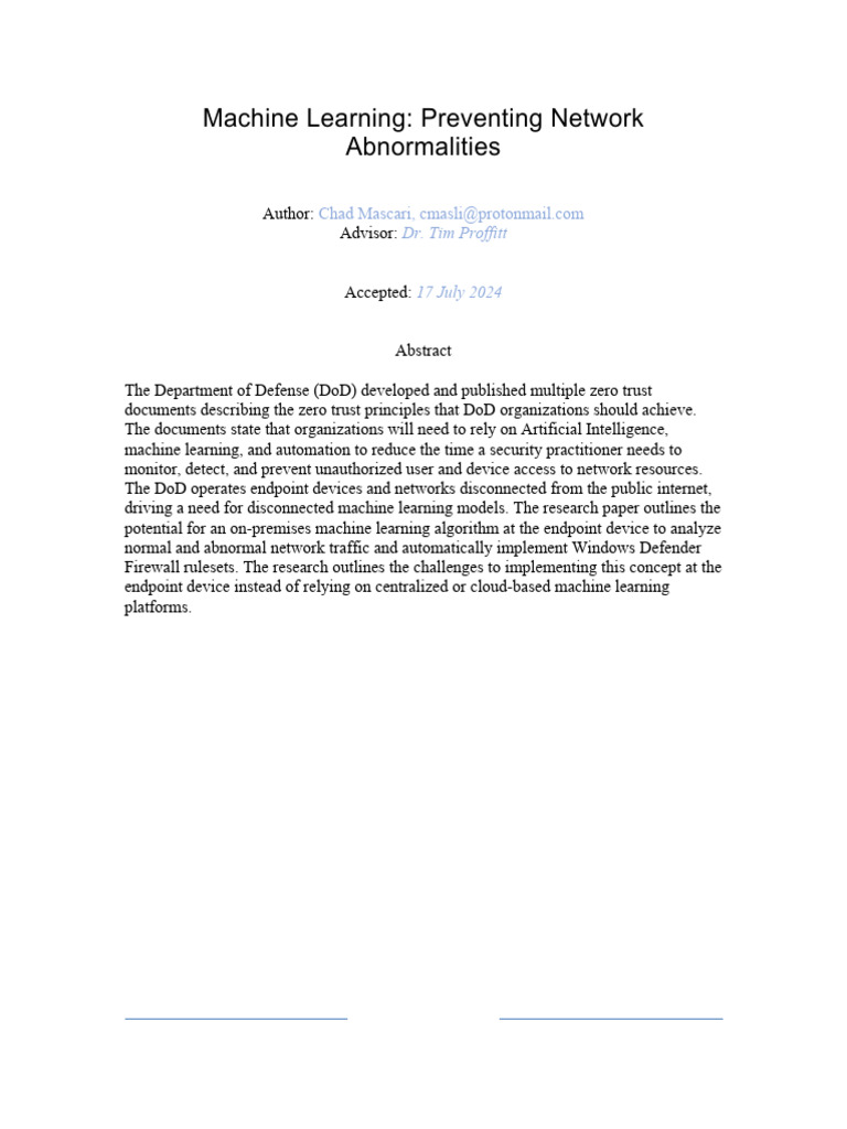 SANS Machine Learning Preventing Network Abnormalities | PDF