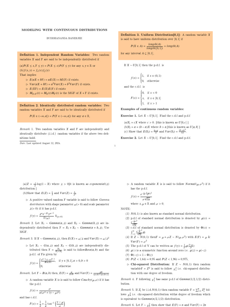 Continuous Distributions | PDF