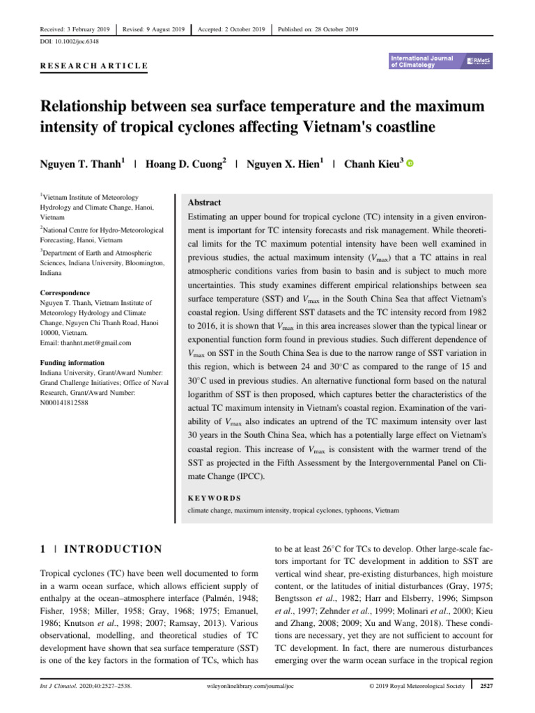 Intl Journal of Climatology - 2019 - Thanh - Relationship Between Sea ...