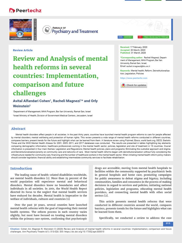 Review and Analysis of Mental Health Reforms in Se | PDF