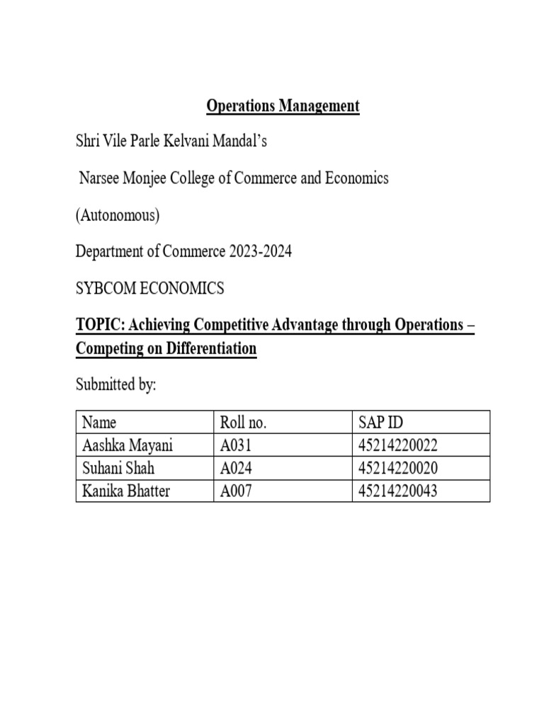 Competitive Advantage via Differentiation | PDF | Competitive Advantage ...