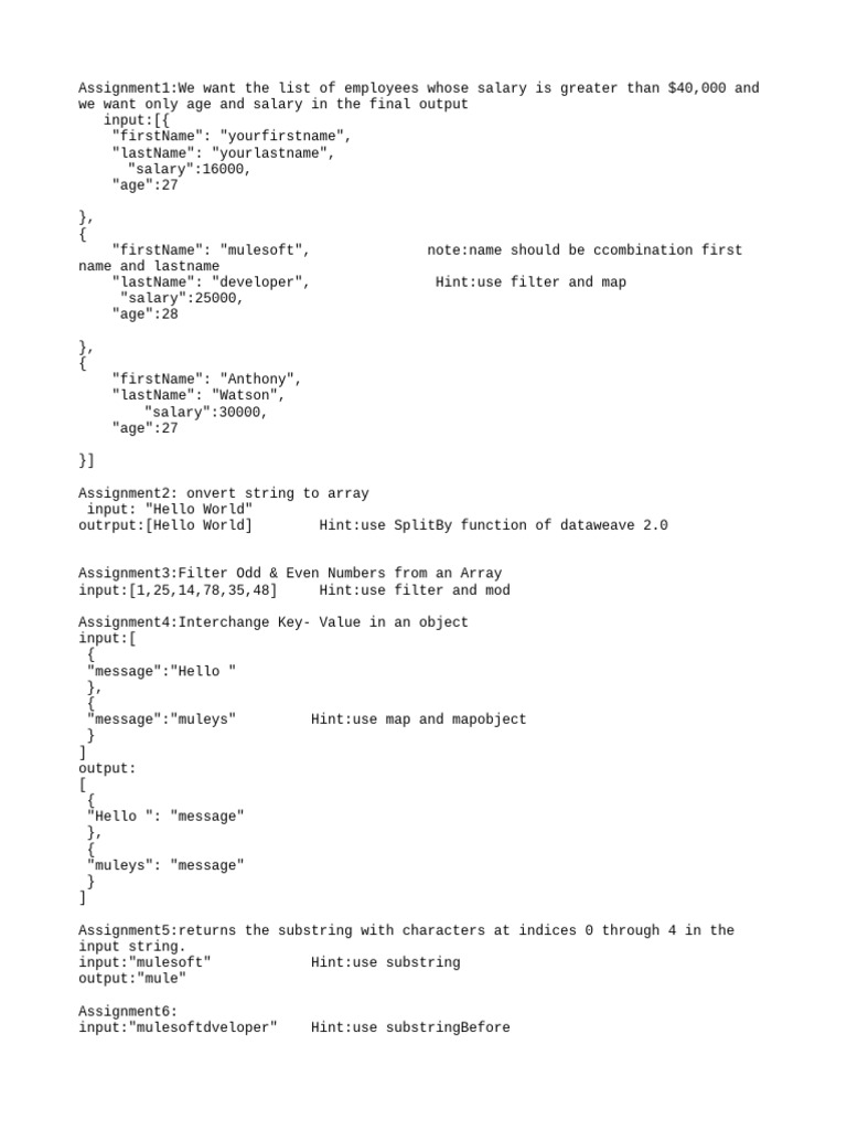 Dataweave Assignments | PDF