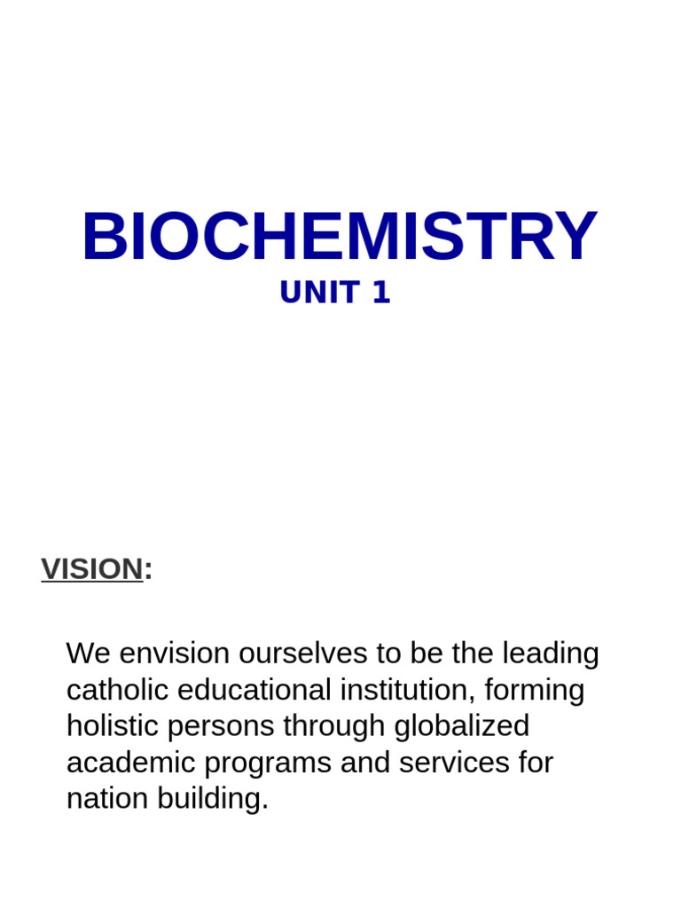 UNIT 1A Biochem Lec 1 2 | PDF