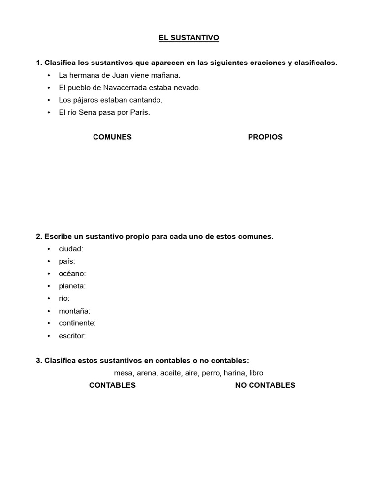 Clasifica Sustantivos | PDF