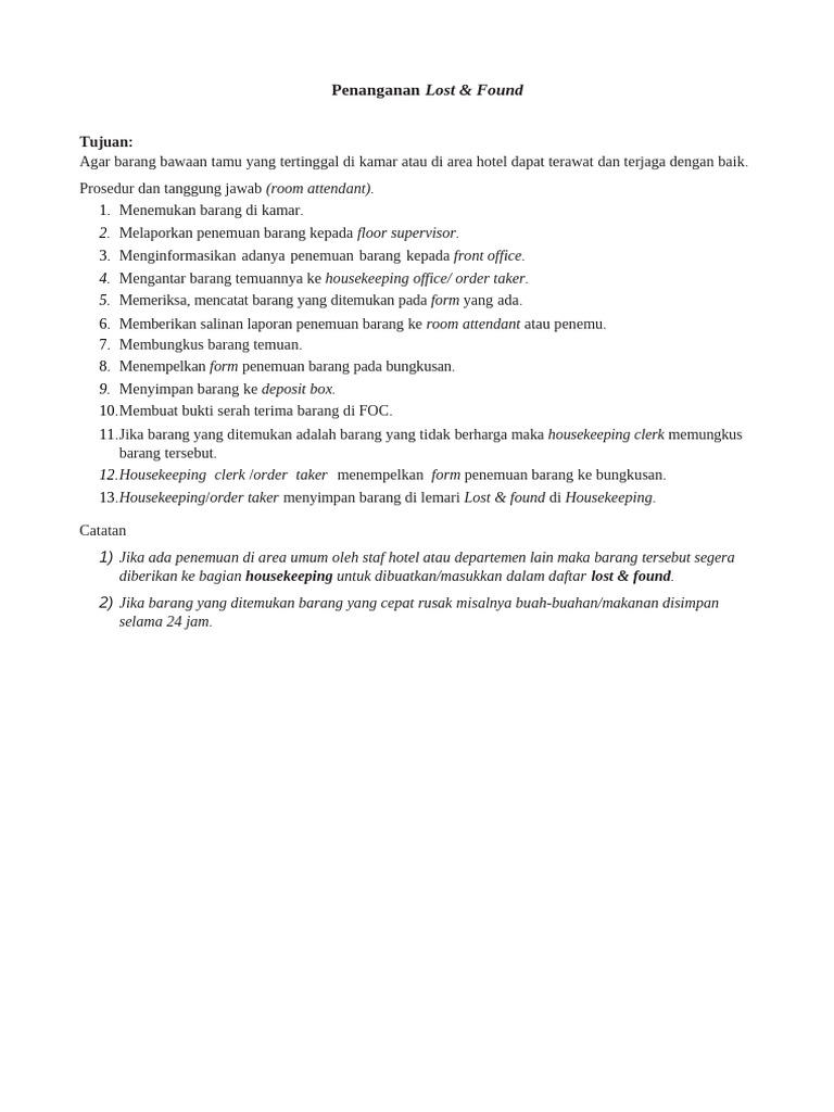 Penanganan Lost N Found | PDF