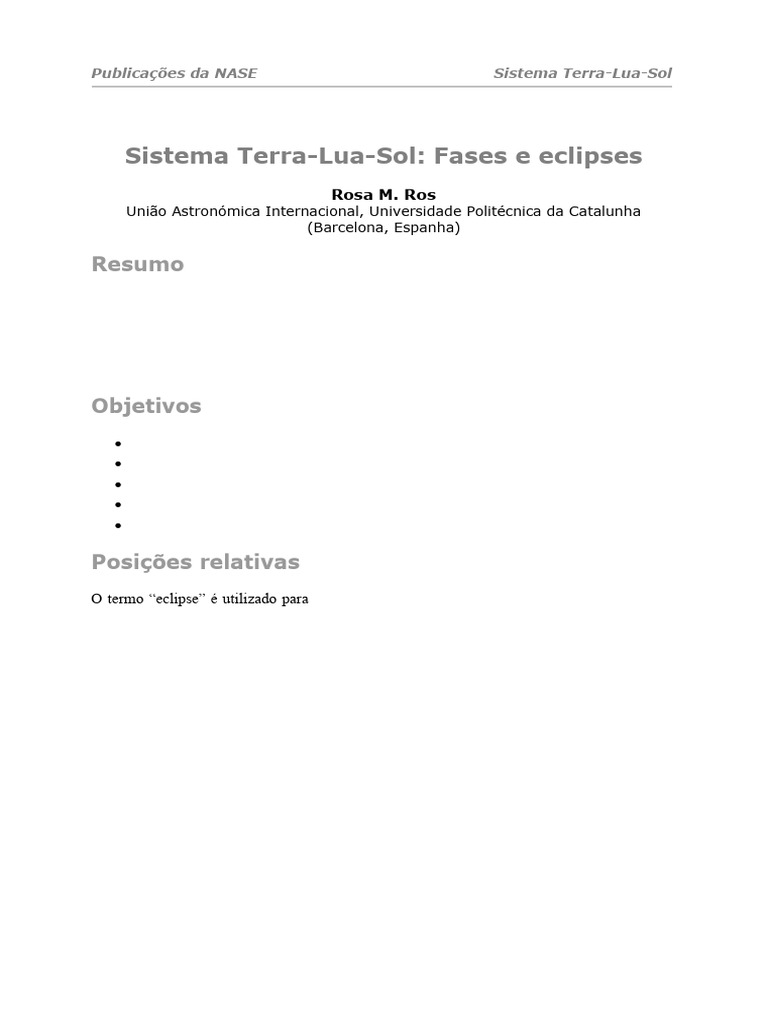 Fases da Lua e Eclipses Explicados | PDF | Lua | Eclipse