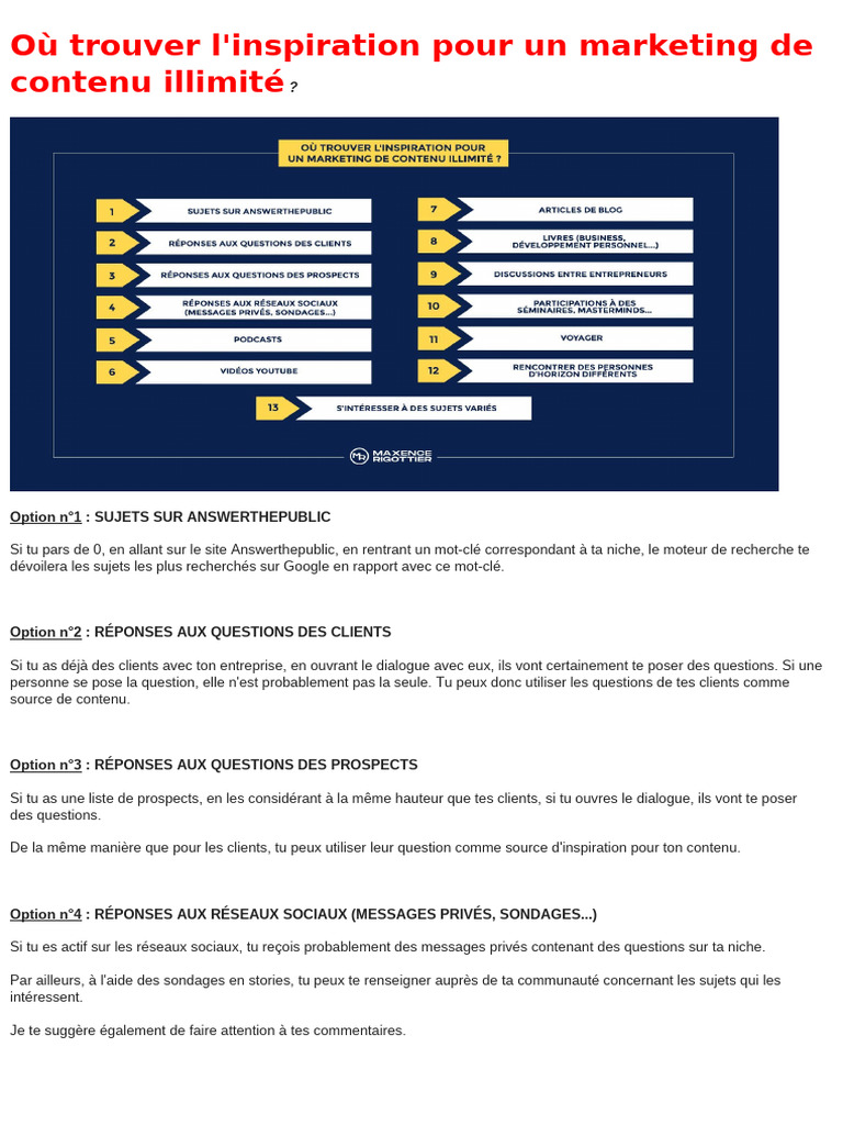 Où Trouver L'inspiration Pour Un Marketing de Contenu Illimité - Max R ...