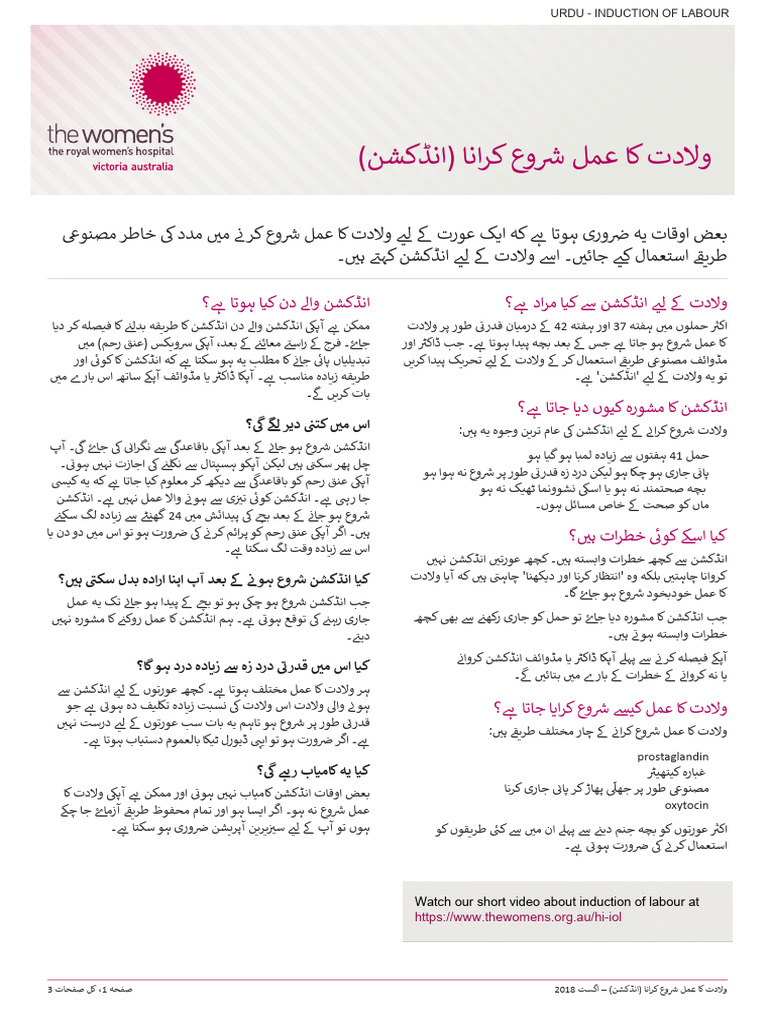 Induction of Labour URDU PDF