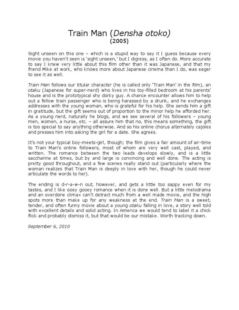 Train Man Movie Review | PDF | Poetry