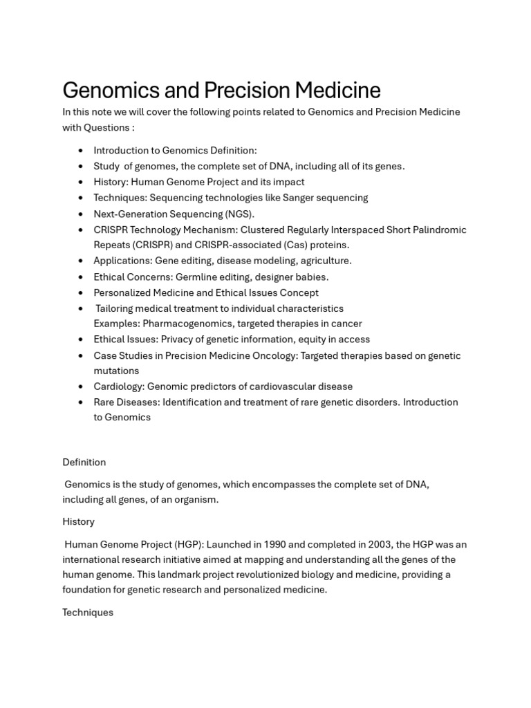 Genomics and Precision Medicine | PDF