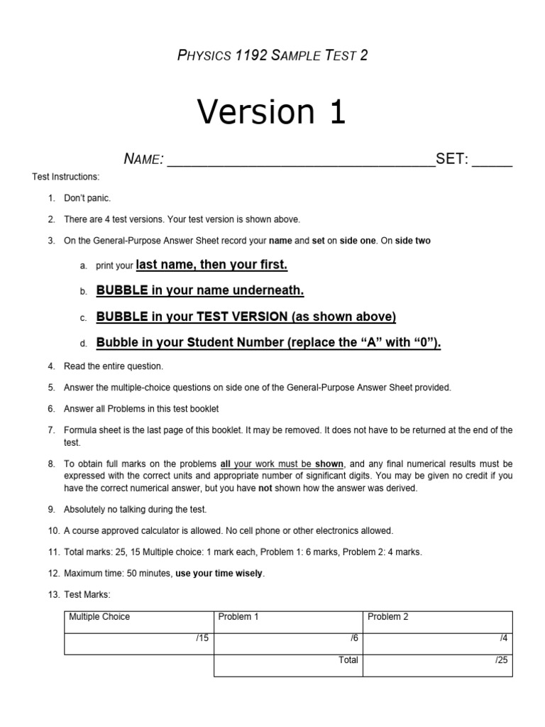 P1192 Test 2 Sample | PDF