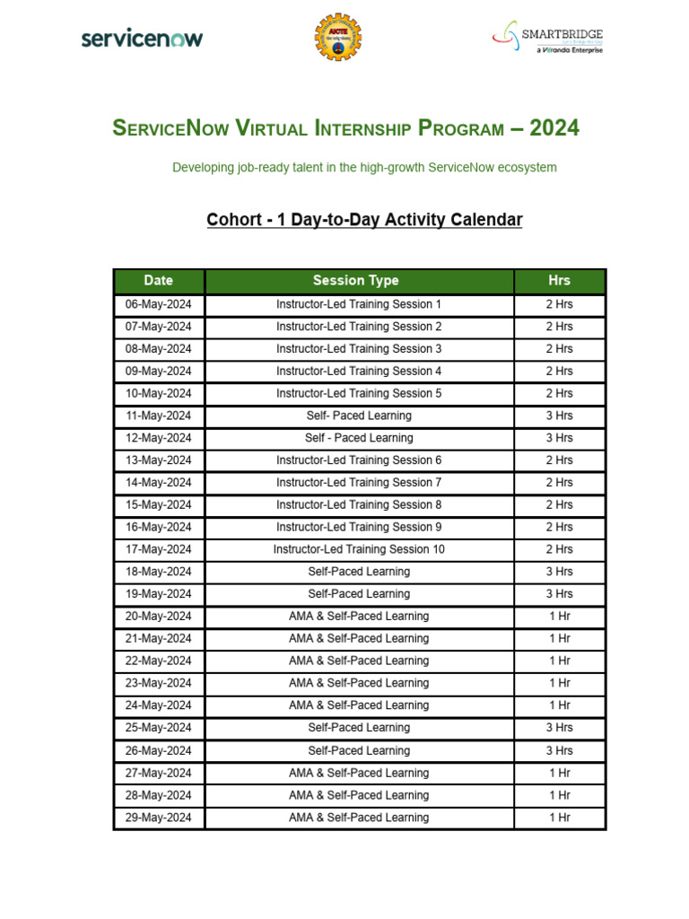 ServiceNow_Training_Calendar | PDF