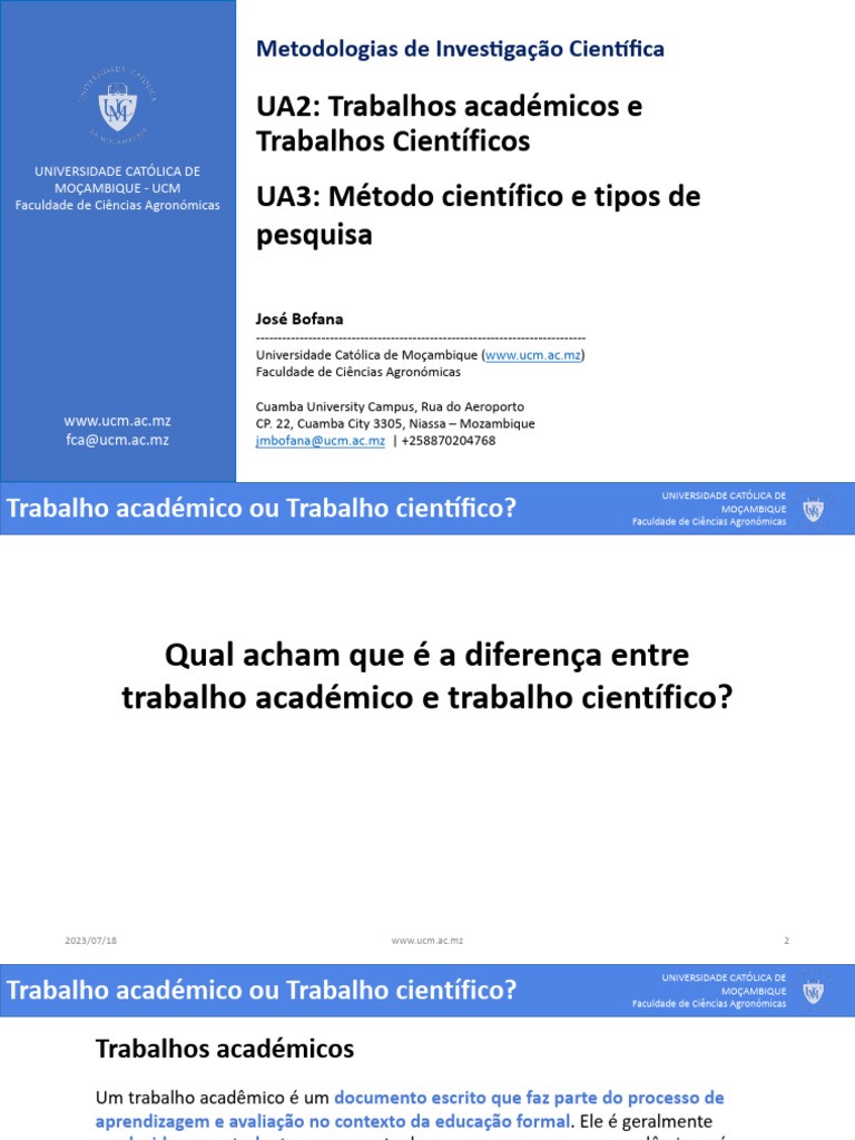 UA2 e UA3 - Trabalhos Académicos | PDF