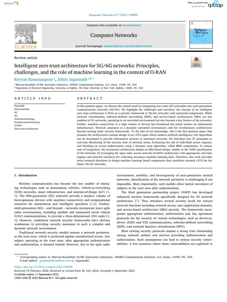 Intelligent Zero Trust Architecture For 5G6G Networks Principles ...