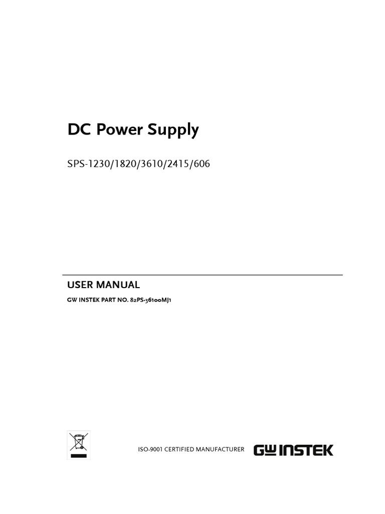 GwInstek SPS User Manual en Rev B 20240425 | PDF | Power Supply ...