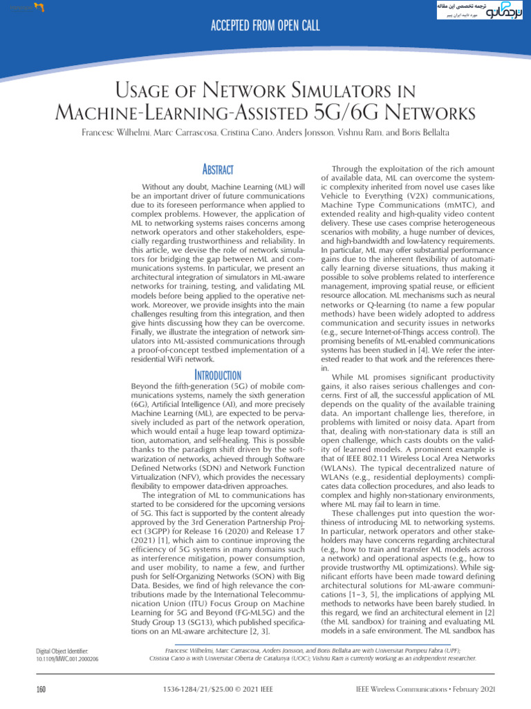 Usage of Network Simulators in Machine-Learning-Assisted 5G6G Networks ...