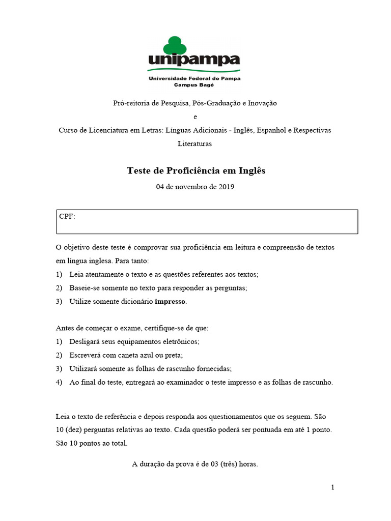 Proficie 770ncia 2019 1 | PDF