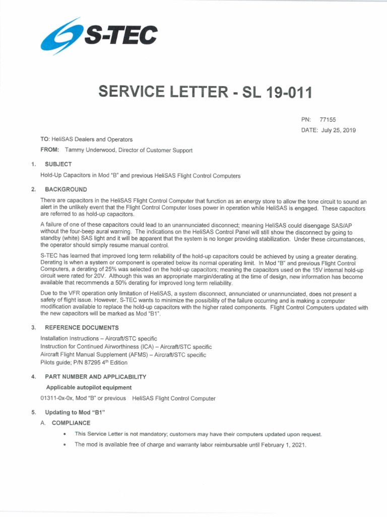 Stec Service Letter sl19 011 | PDF