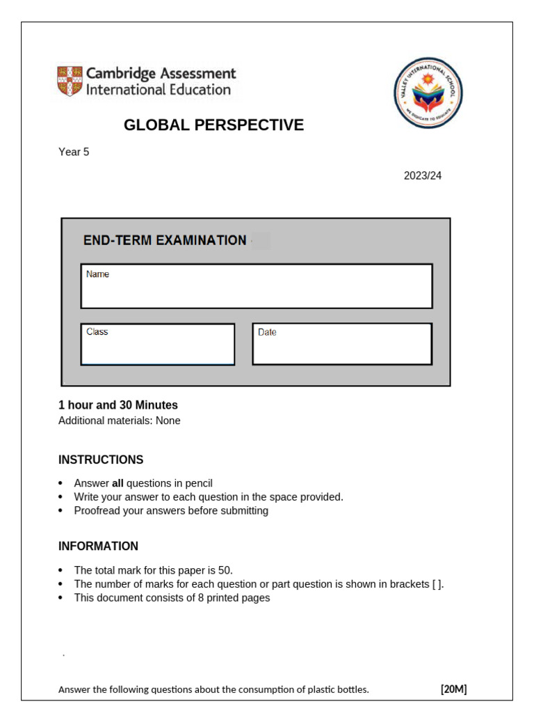 Year 5 GP - Edited Exam Paper | PDF