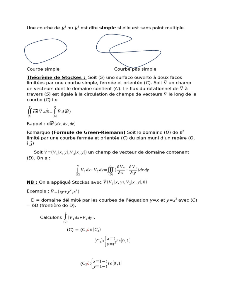 Une Courbe de R2 Ou R3 Est Dite Simple Si Elle Est Sans Point Multiple ...