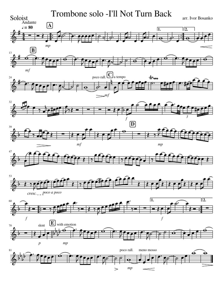 Ill Not Turn Back Cornet | PDF