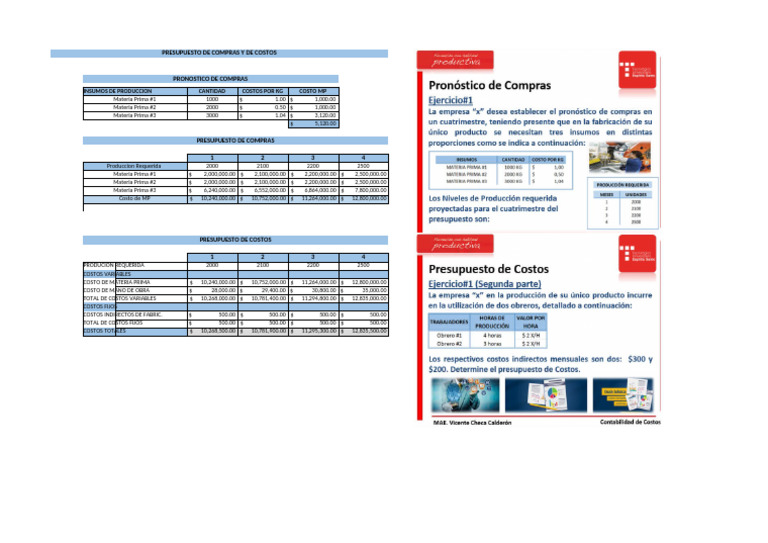2D - Plantilla - Ejercicio de PRESUPUESTO DE COMPRAS Y DE COSTOS | PDF
