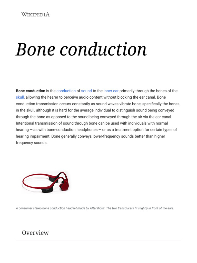 Bone Conduction - Wikipedia | PDF