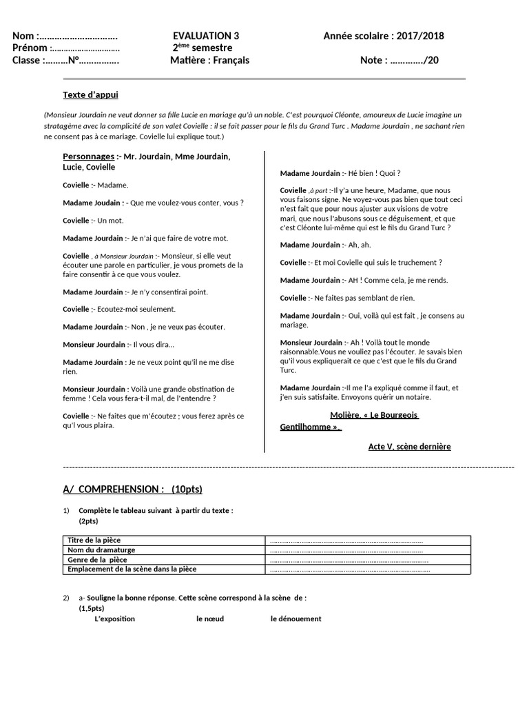 Contrôle 3 2ème Semestre 2ACSC | PDF