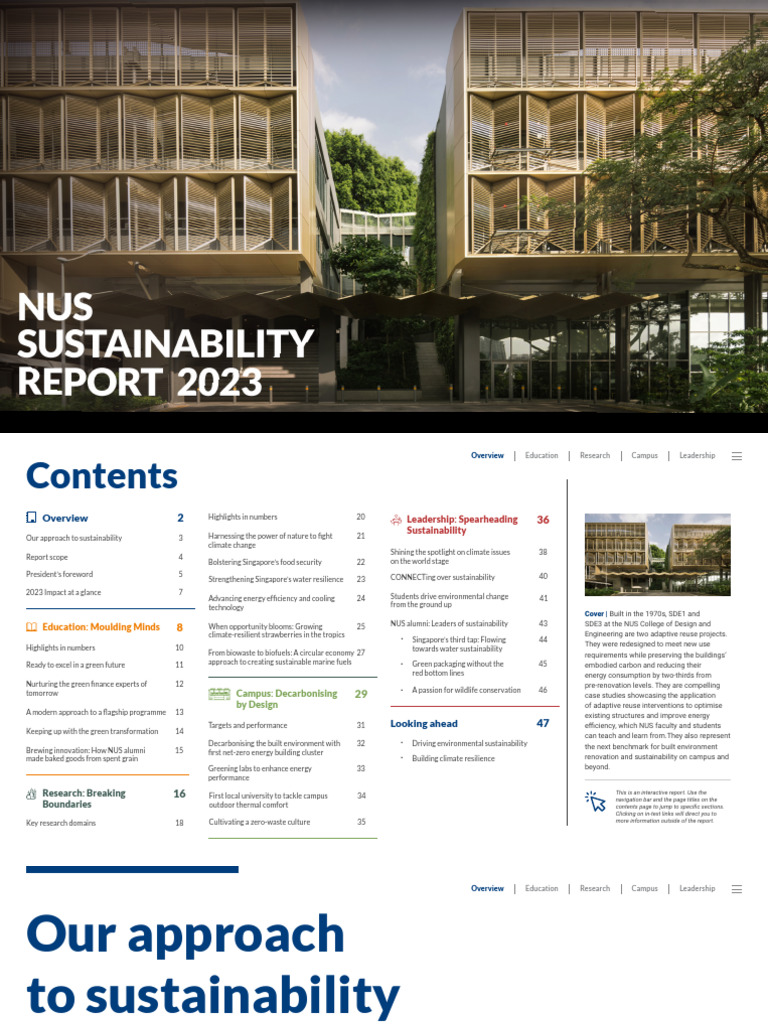 NUS Sustainability Report 2023 | PDF | Sustainability | Sustainable Energy