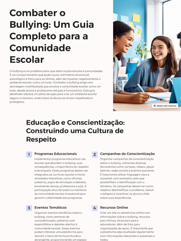 Combater o Bullying Um Guia Completo para A Comunidade Escolar | PDF