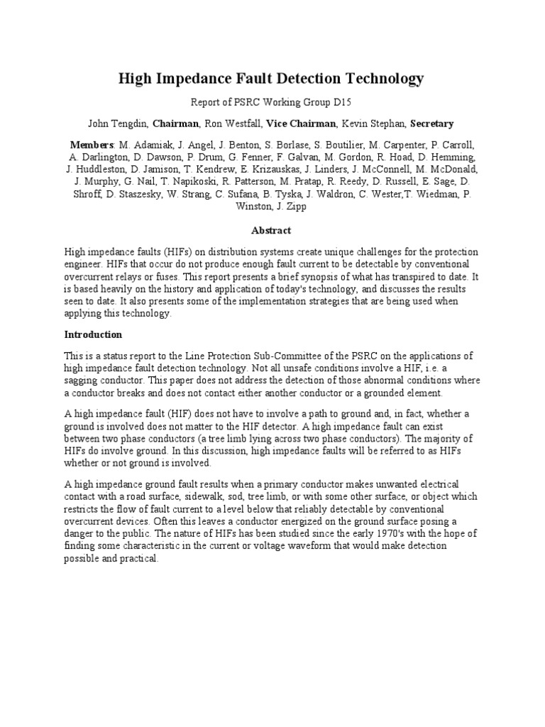 High Impedance Fault Detection Overview | PDF | Electrical Substation ...