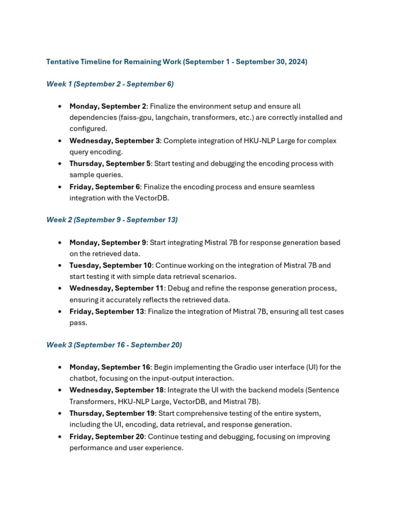 Tentative Timeline For MSME Gen AI Chatbot Prototype | PDF