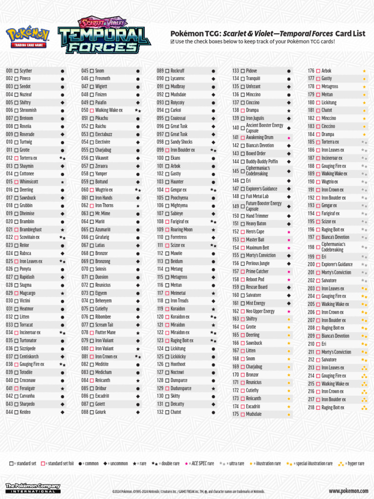 pokemon temporal forces card list - Visual TCG Set List tech justice with Iron Crown ex PokeDATA Up to date