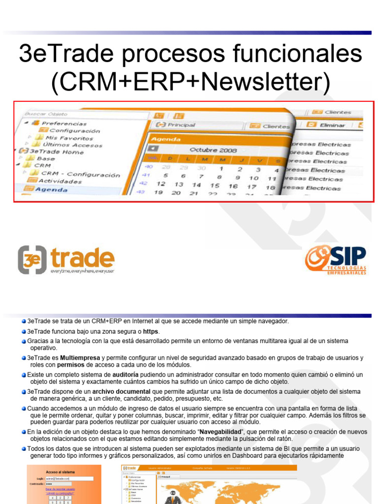 3etrade Funcionalidad CRM+ERP+Newsletter | PDF