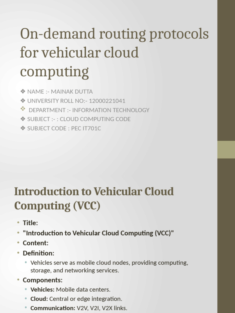 On-Demand Routing Protocols For Vehicular Cloud Computing | PDF