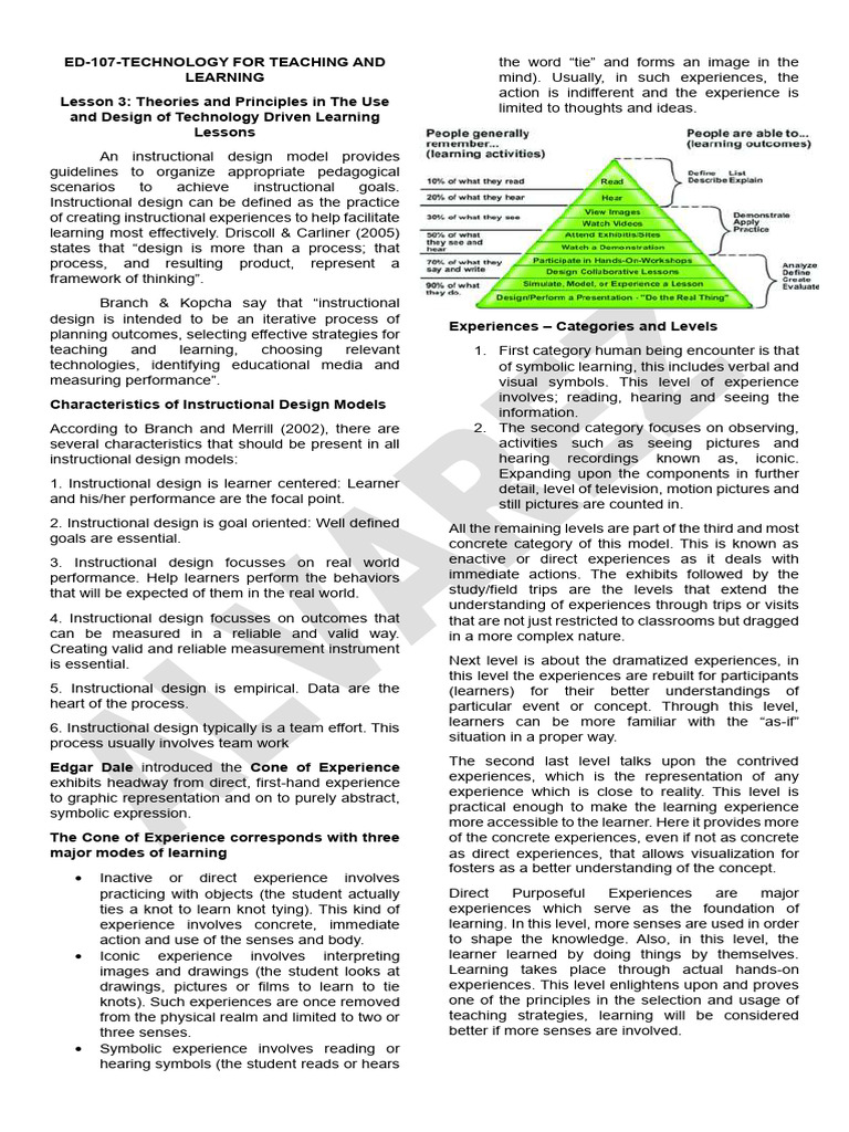 Ed 107 Technology For Teaching and Learning | PDF