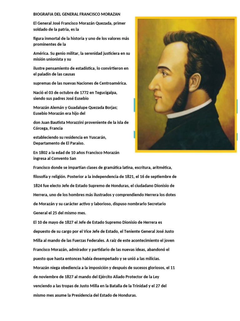 BIOGRAFIA DEL GENERAL FRANCISCO MORAZAN | PDF