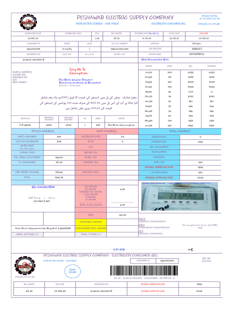 Pesco online bill pdf