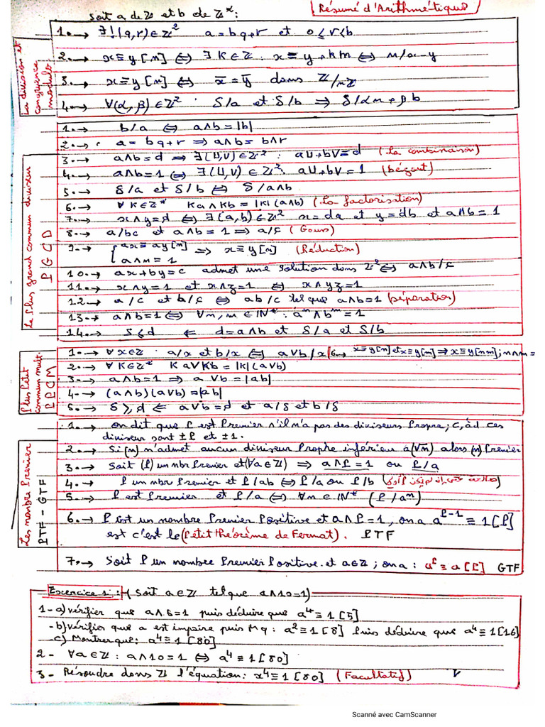 Arithmétique (Résumé+exo) | PDF