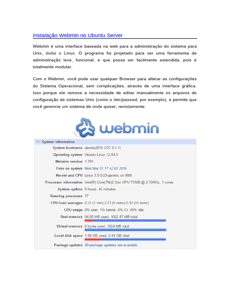 Aula - 10 - Instalação Do Webmin | PDF
