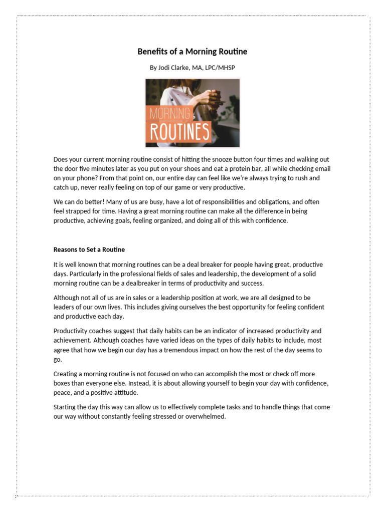 Benefits of A Morning Routine | PDF