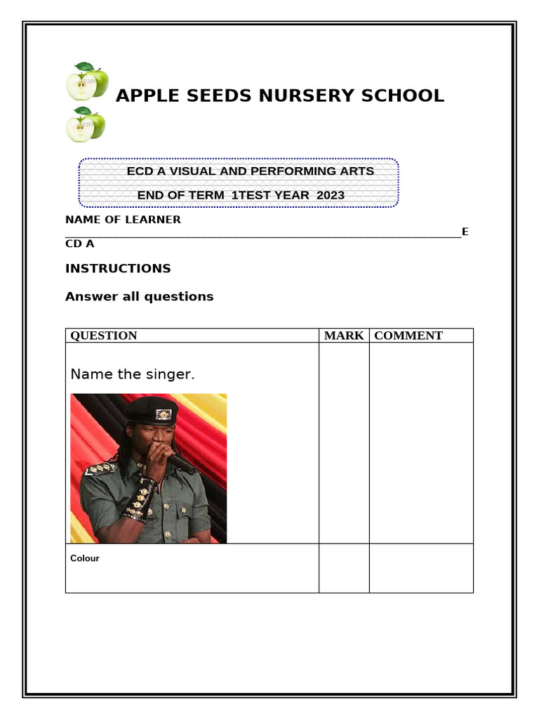Visual and Performing Arts TEST ECD A | PDF