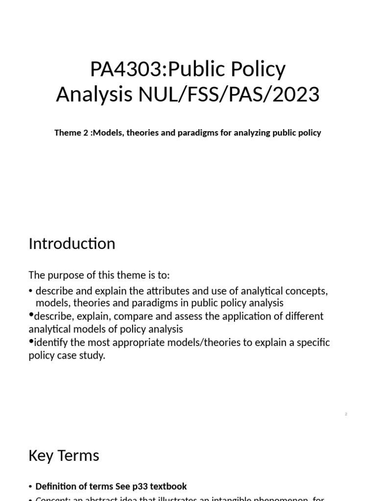 PA4303 Theme 2 Slides Models Theories and Paradigms For Public Policy | PDF