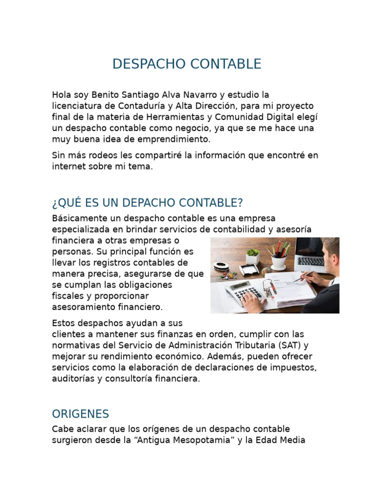 Servicios y funciones de un despacho contable | PDF | Contabilidad ...