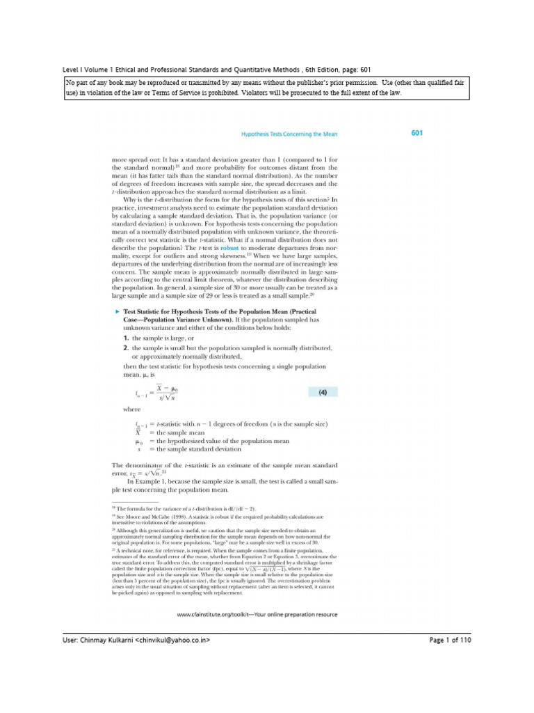 CFA Level I: Ethics & Quant Methods | PDF | Terms Of Service | Cyberspace