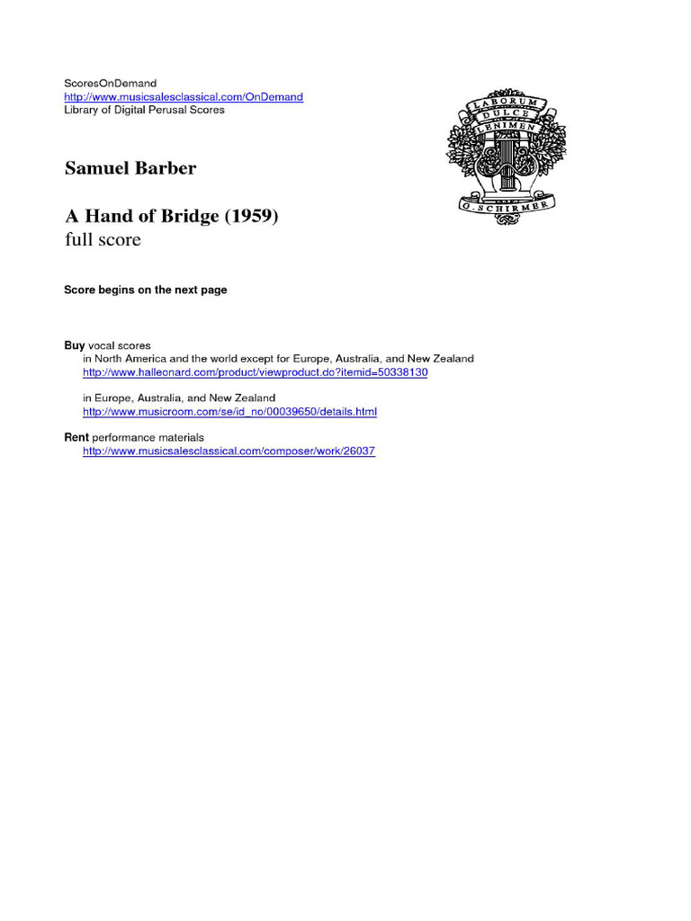 00.hand of Bridge - Partitura | PDF