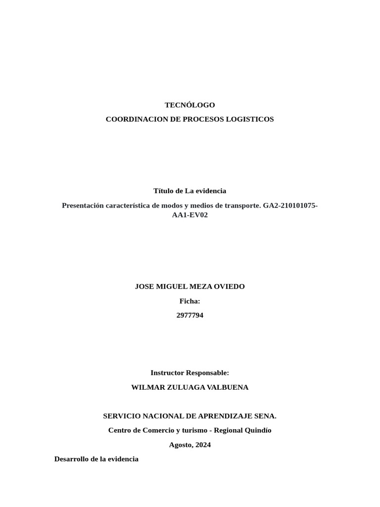Modos y Medios de Transporte Logístico | PDF | Transporte | Colombia