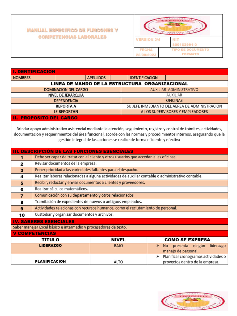 Manual de Funciones y Competencias Laborales | PDF | Gestión de ...