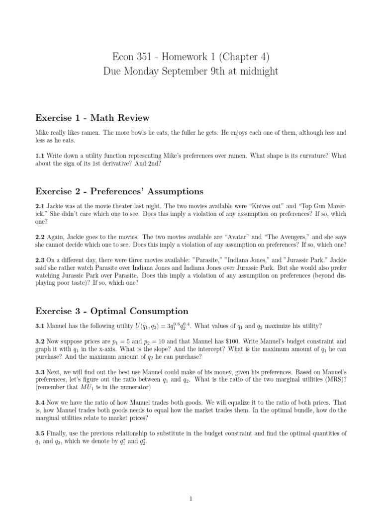 Homework 1 Chapter 4 | PDF